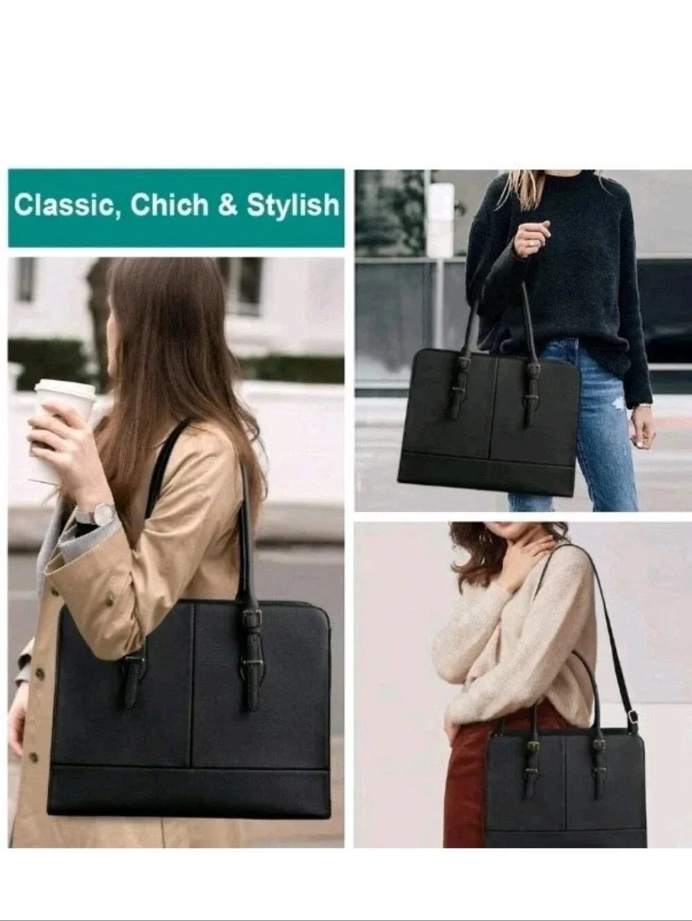 Laptop Bag for Women Leather 15.6 Inch Laptop Work Tote for Computer Bag